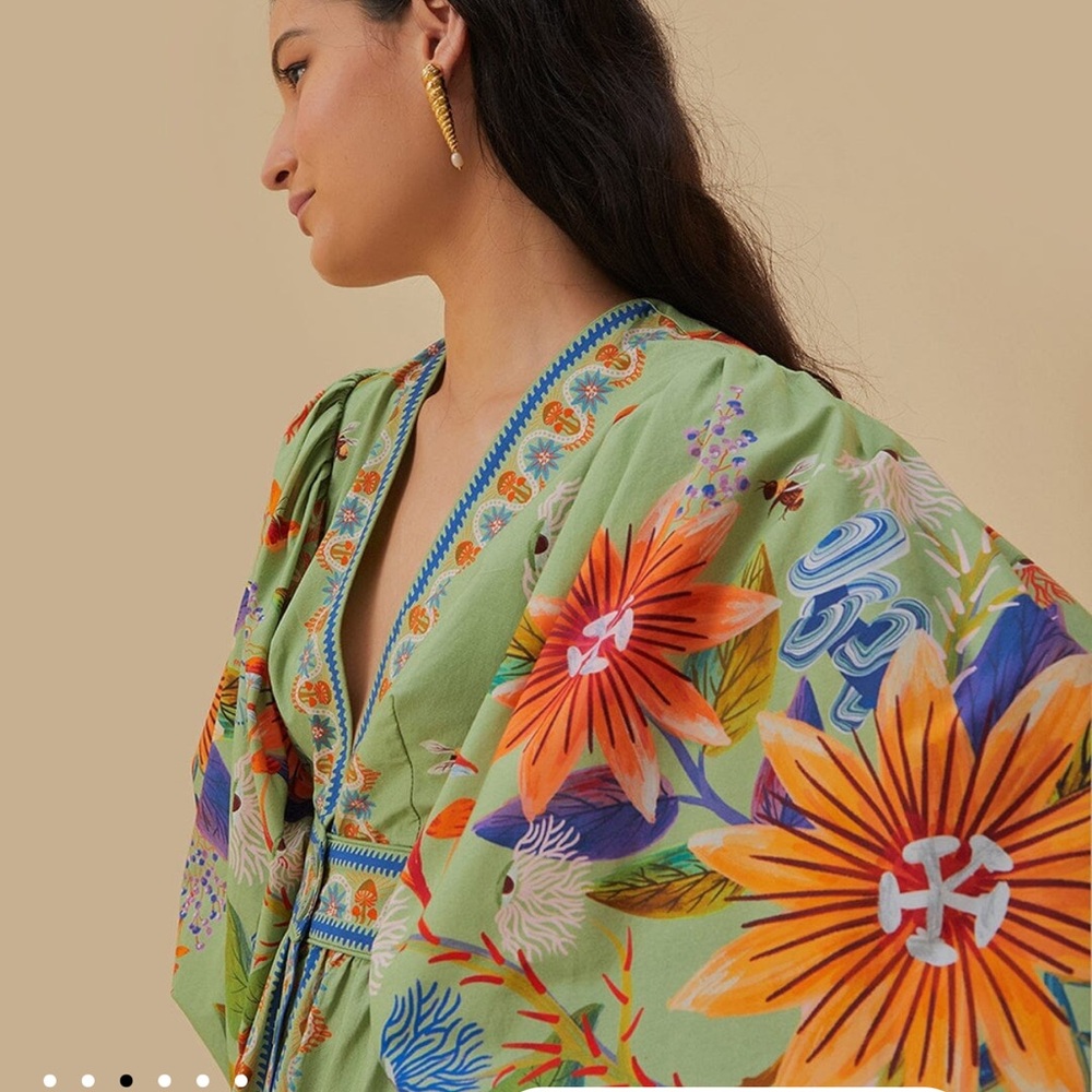 Farm Rio green bright yard maxi dress - Picture 4 of 10